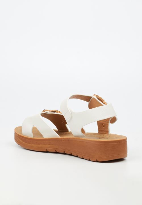Butterfly Feet - Xara 7 Open Toe Ankle Strap - White
