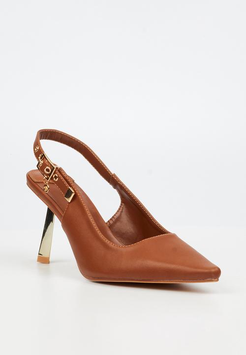 Miss Black - Roseca 1 slingback gold heel - tan