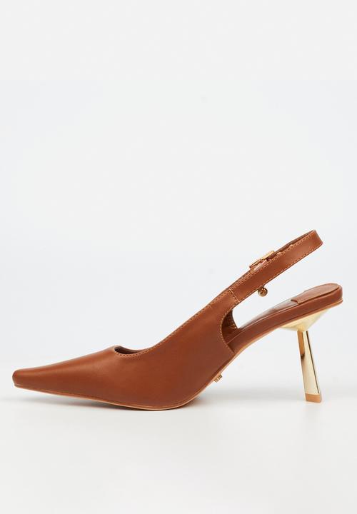 Miss Black - Roseca 1 slingback gold heel - tan