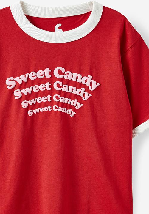 Cotton On - Poppy oversize graphic print tee - pers varsity red/sweet candy