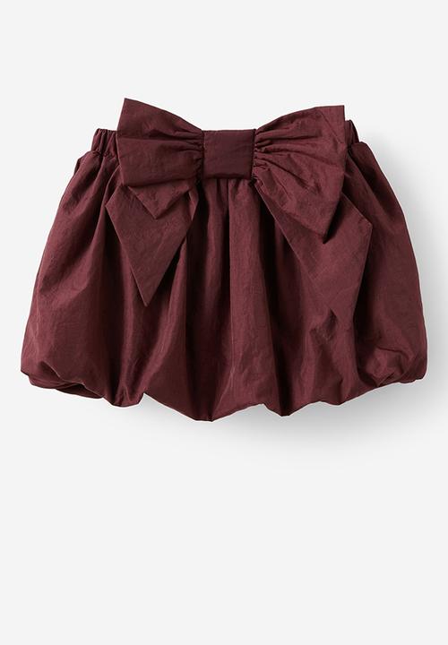 Cotton On - Daisy bow bubble skirt - bordeaux
