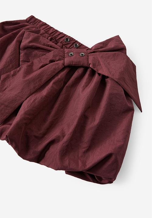 Cotton On - Daisy bow bubble skirt - bordeaux