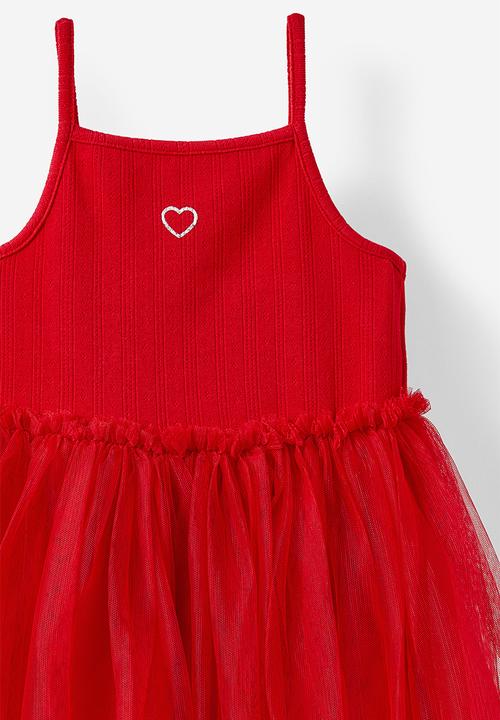 Cotton On - Harper dress up dress - varsity red/pointelle heart