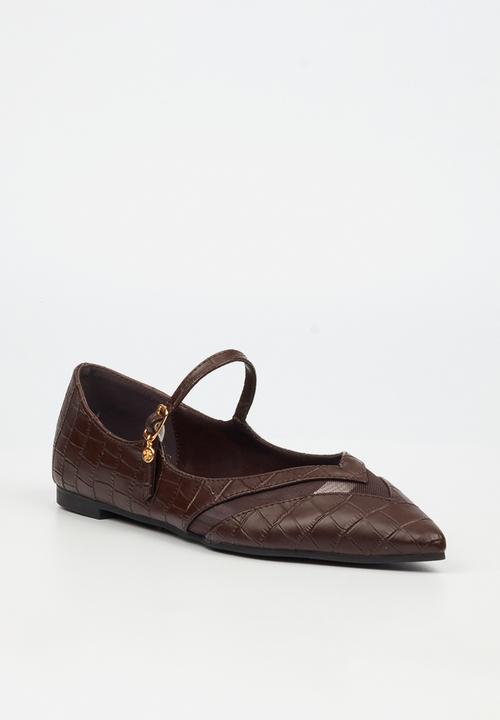 Miss Black - Allure 1 pointy croc pump - chocolate