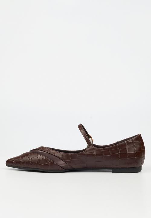 Miss Black - Allure 1 pointy croc pump - chocolate