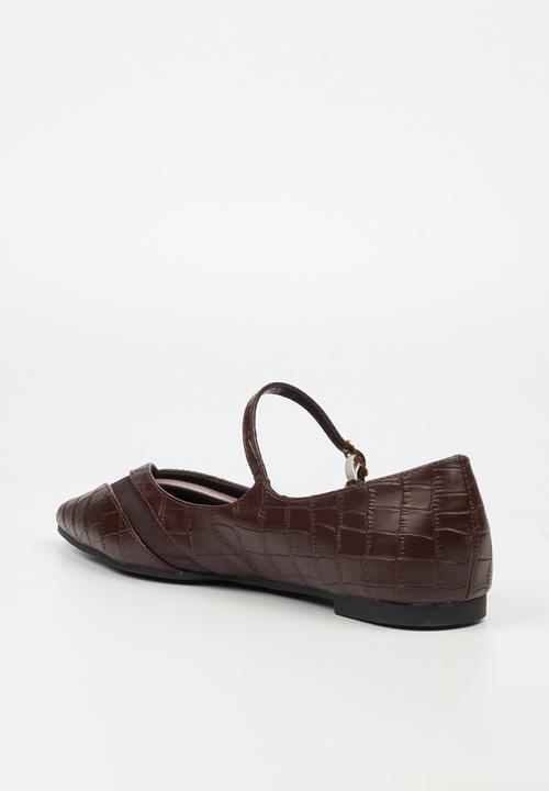 Miss Black - Allure 1 pointy croc pump - chocolate