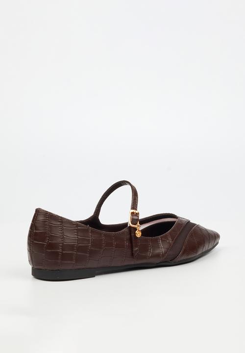 Miss Black - Allure 1 pointy croc pump - chocolate
