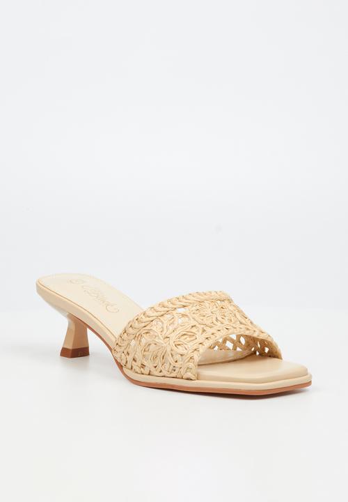 Miss Black - Parsley 1 comfort sock raffia kitten heel - beige