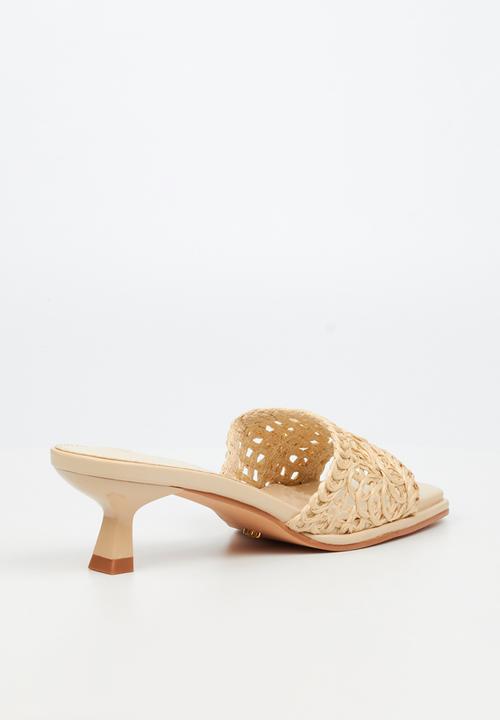 Miss Black - Parsley 1 comfort sock raffia kitten heel - beige
