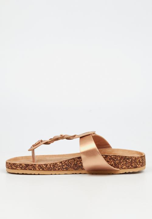 Viabeach - QORK 10 Comfort Sock Braided Toe Thong Qork Sandal - Rose Gold