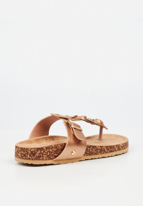 Viabeach - QORK 10 Comfort Sock Braided Toe Thong Qork Sandal - Rose Gold