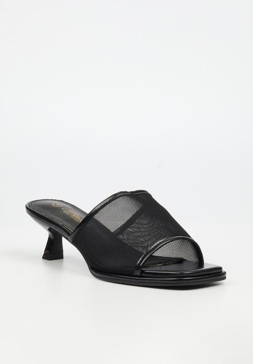 Miss Black - Parsley 2 comfort sock mesh mule kitten heel - black