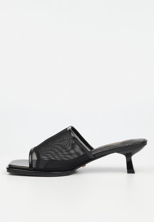 Miss Black - Parsley 2 comfort sock mesh mule kitten heel - black