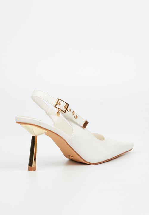 Miss Black - Roseca 1 slingback gold heel - white