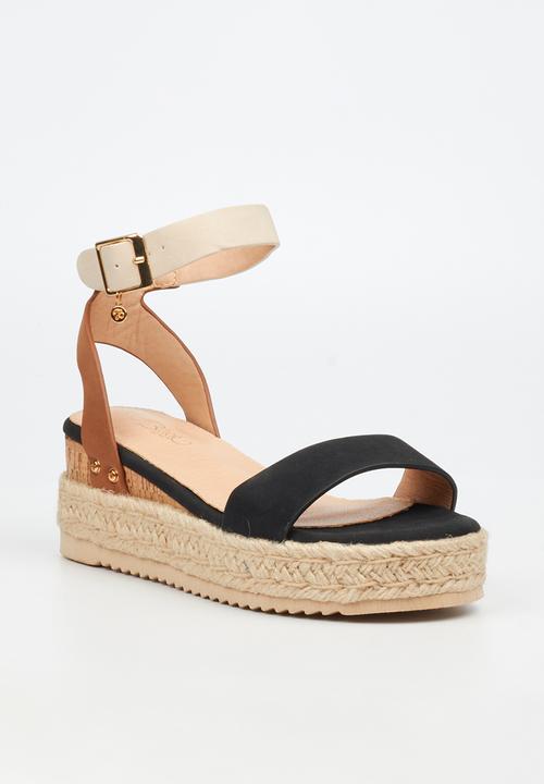 Miss Black - Steffi 3 Cork/Rope Wedge - Black Combo