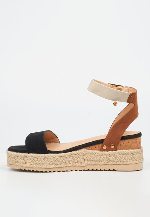 Miss Black - Steffi 3 Cork/Rope Wedge - Black Combo