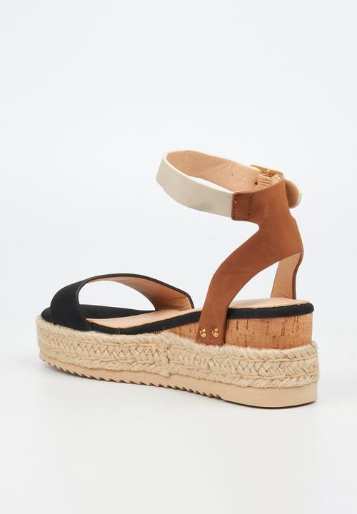 Miss Black - Steffi 3 Cork/Rope Wedge - Black Combo