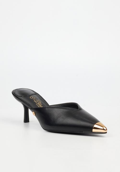 Miss Black - Volley 2 gold tip mule heel - black