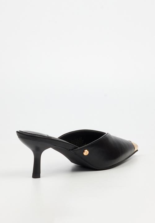 Miss Black - Volley 2 gold tip mule heel - black