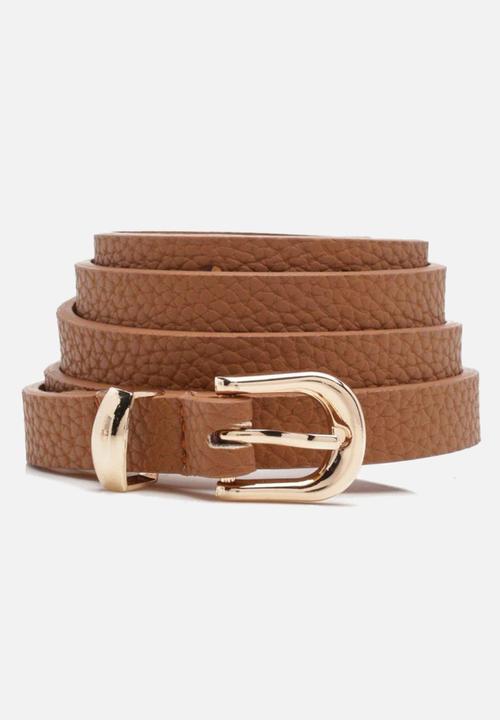 boohoo - Basic skinny belts 2 pack - tan & black