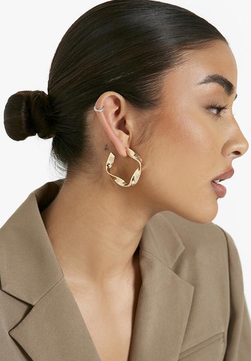 boohoo - Gold twist hoop earrings - gold