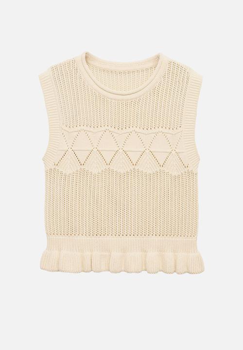 MANGO - Vest boho  - l ight beige
