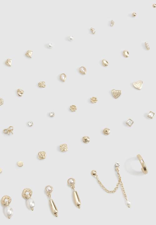 boohoo - Pearl and gold stud earrings 25 pack - gold