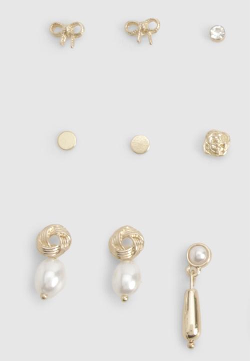 boohoo - Pearl and gold stud earrings 25 pack - gold