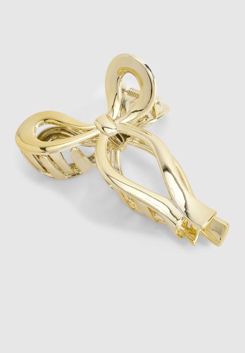 boohoo - Gold bow detail claw clip - gold