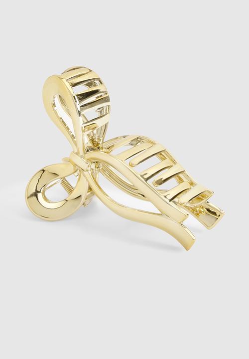 boohoo - Gold bow detail claw clip - gold
