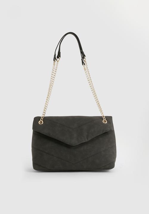 boohoo - Fold over chain handle cross body bag - black