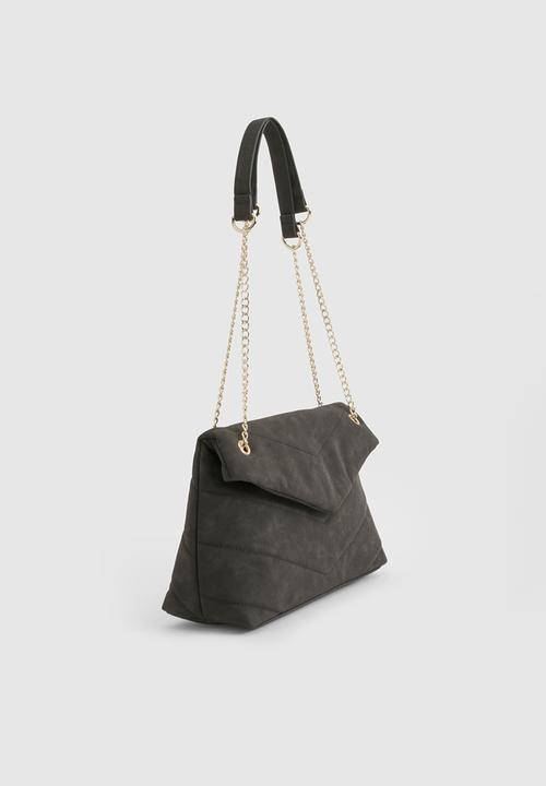 boohoo - Fold over chain handle cross body bag - black