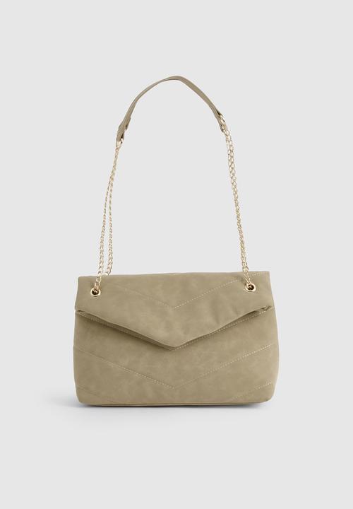 boohoo - Fold over chain handle cross body bag - taupe