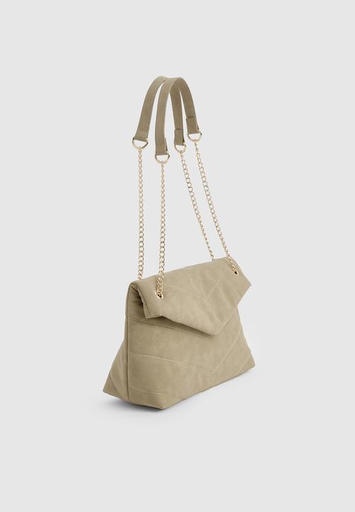 boohoo - Fold over chain handle cross body bag - taupe