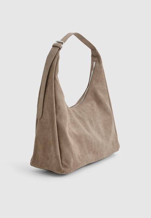 boohoo - Faux suede slouchy shoulder bag - taupe