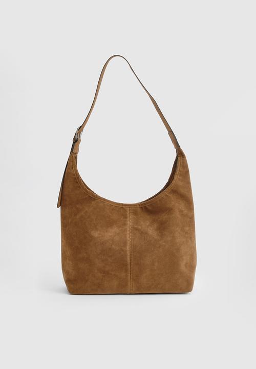 boohoo - Western buckle faux suede slouchy shoulder bag - tan