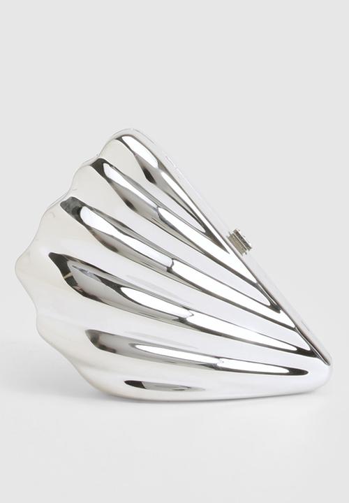 boohoo - Metallic shell clutch bag - silver