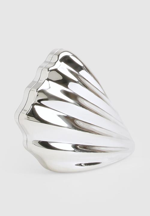 boohoo - Metallic shell clutch bag - silver