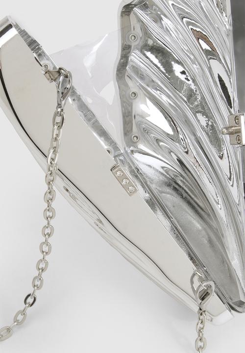 boohoo - Metallic shell clutch bag - silver
