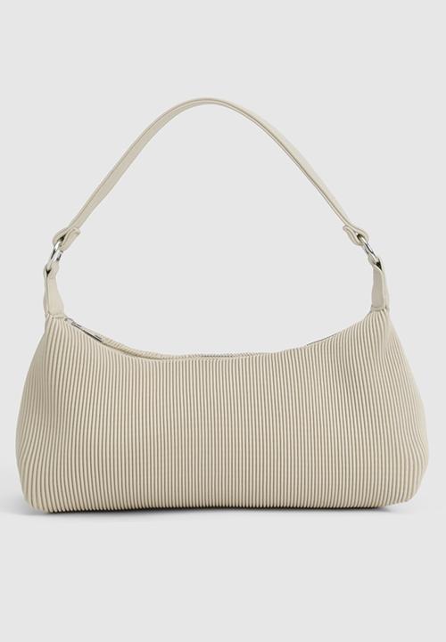 boohoo - Pleated pu shoulder bag - stone