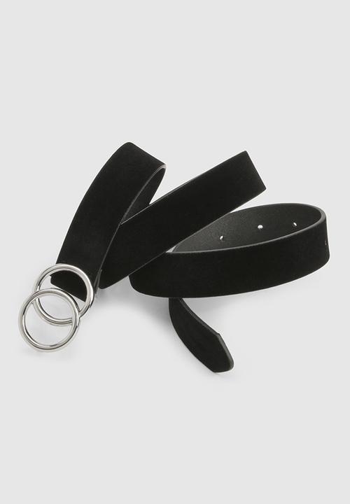 boohoo - Faux suede double ring boyfriend belt - black