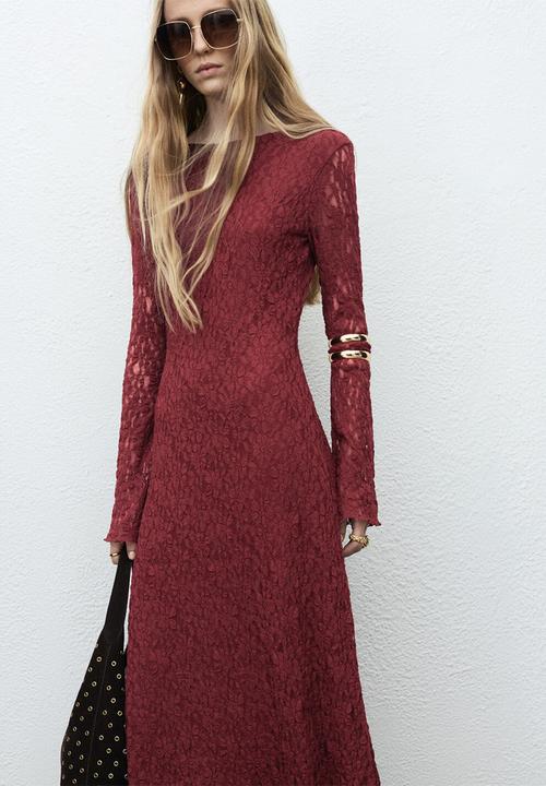 MANGO - Dress salguer  -  dark red