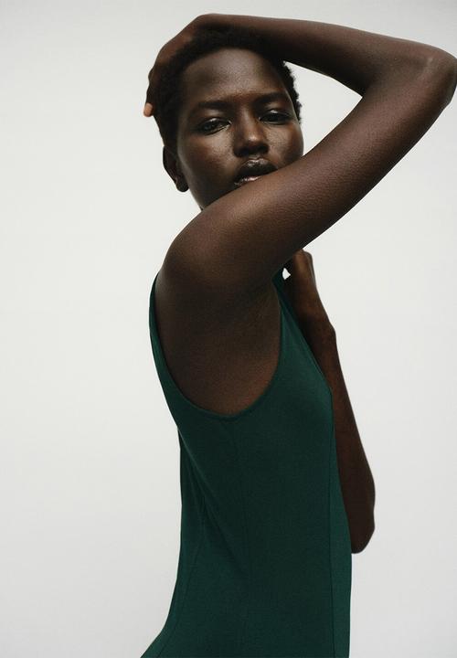 MANGO - Dress godeti -  dark green