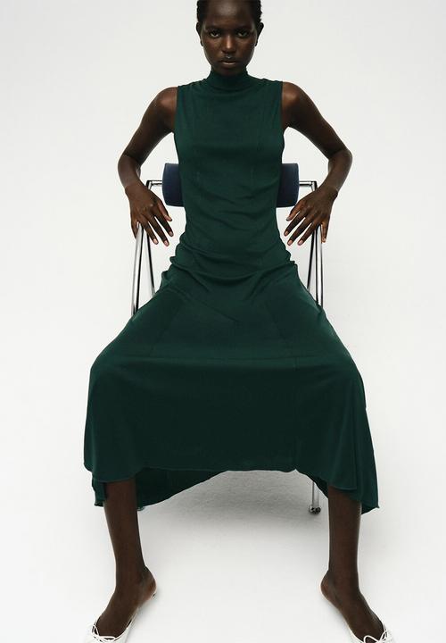 MANGO - Dress godeti -  dark green