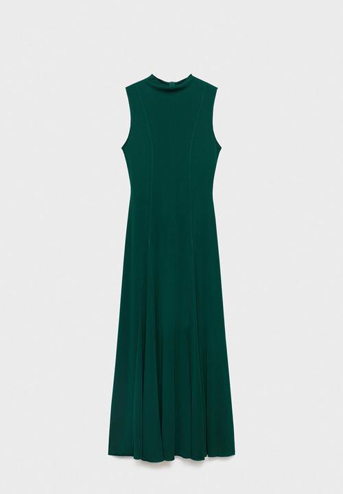 MANGO - Dress godeti -  dark green