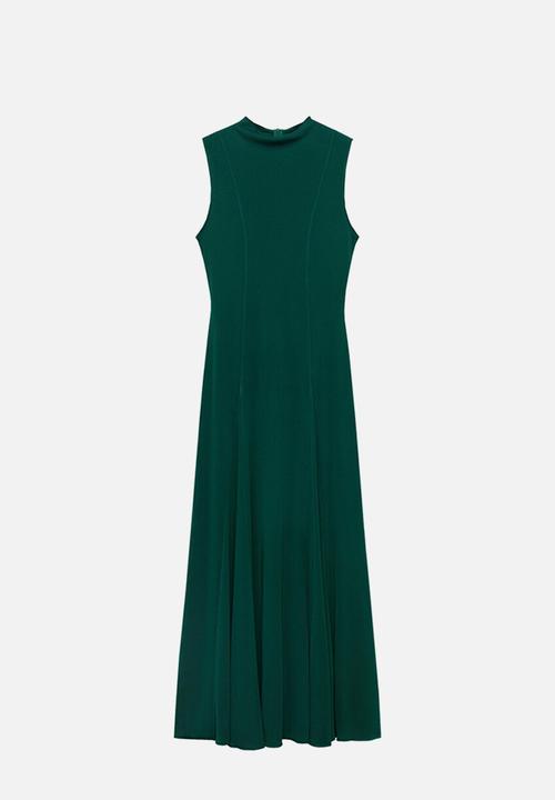 MANGO - Dress godeti -  dark green