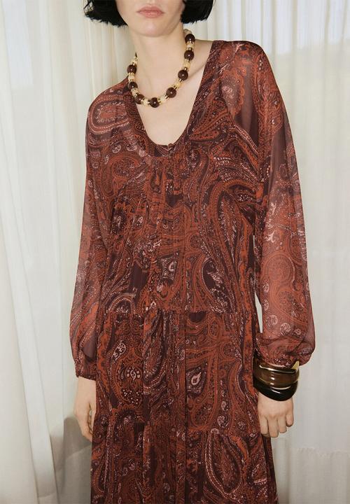 MANGO - Vestido jewel - dark red