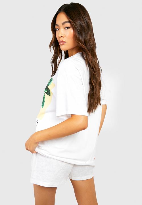 boohoo - Positano fruit oversized T-shirt - white