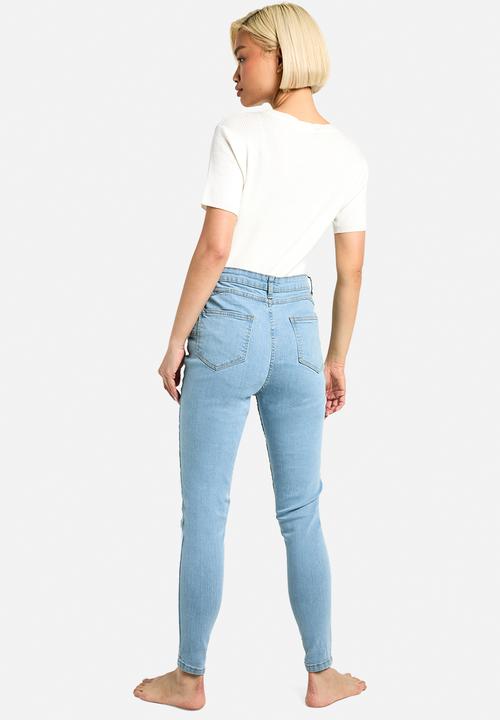 boohoo - Butt shaper high rise skinny jeans - light blue