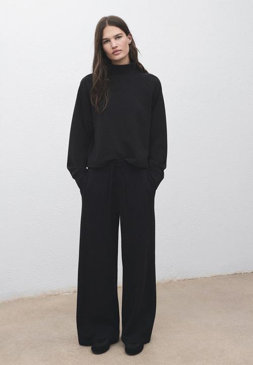 MANGO - Trousers nei  -  black